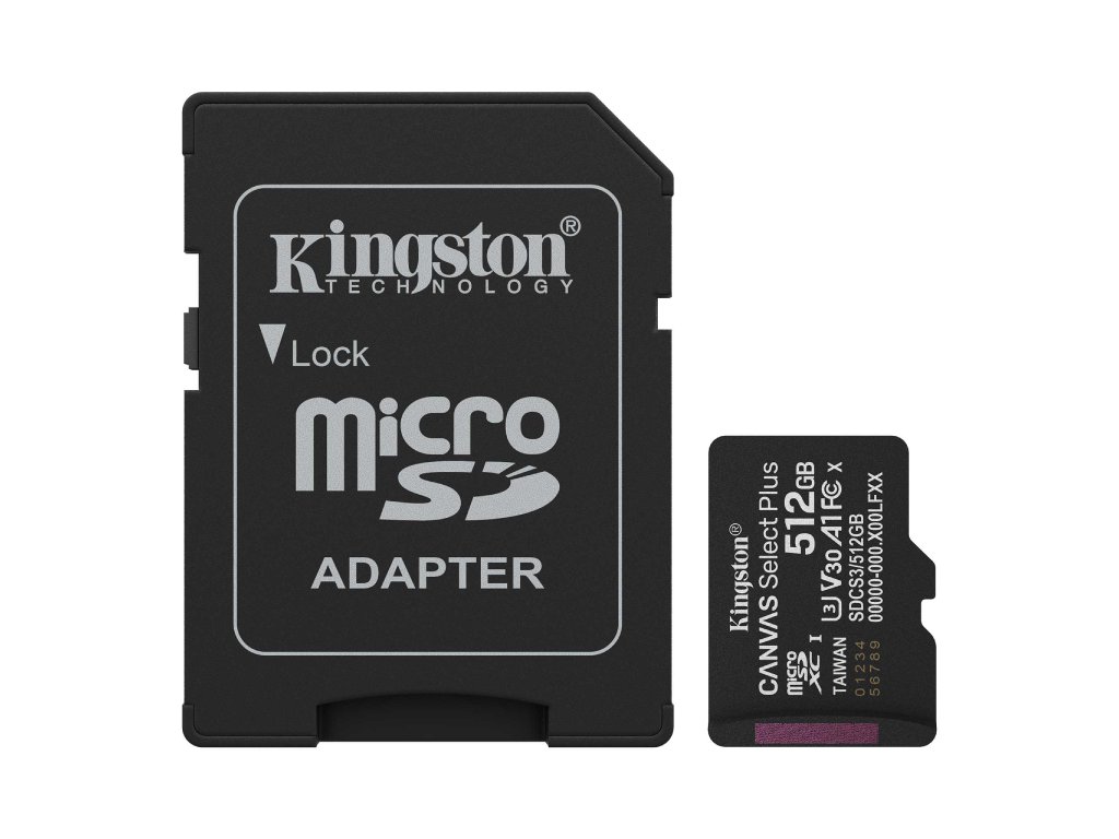 Kingston microSD 512GB Class10Canvas Select Plus150MBs Read,Class 10 UHS-I