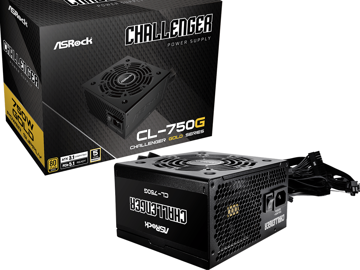 ASROCK PSU 750W Gold Challenge80PLUS, 120mm fan, ATX 3.1PCIe 5.1
