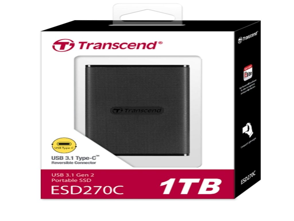 Transcend SSD 1TB PortableESD270C,Type C,USB 3.1,Black - Image 2