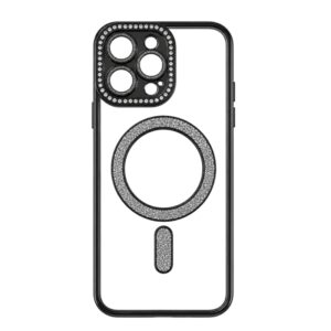 Fashion MagSafe prozirna maskica s cirkonima za iPhone — iPhone 13, Crna