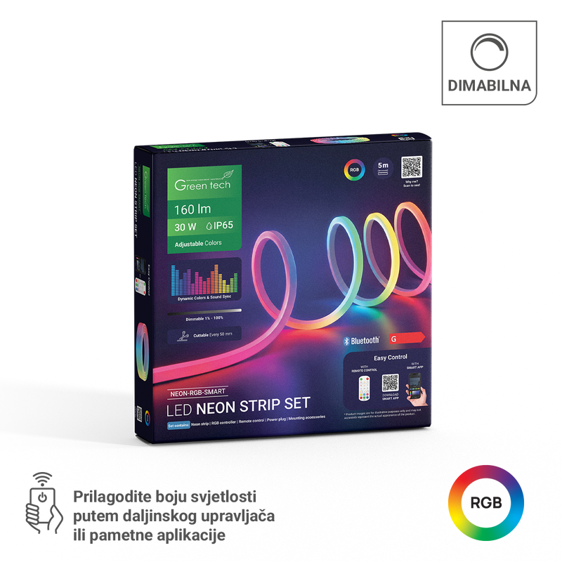 GREEN TECH LED traka Green Tech NEON 24V 30W IP65 RGB SMART APP + DALJINSKI - NEON-RGB-SMART
