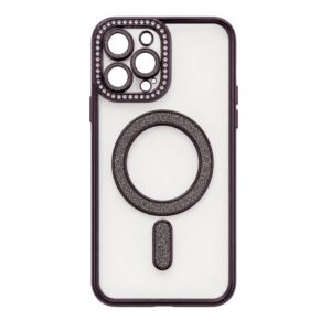 Fashion MagSafe prozirna maskica s cirkonima za iPhone — iPhone 12, Ljubičasta