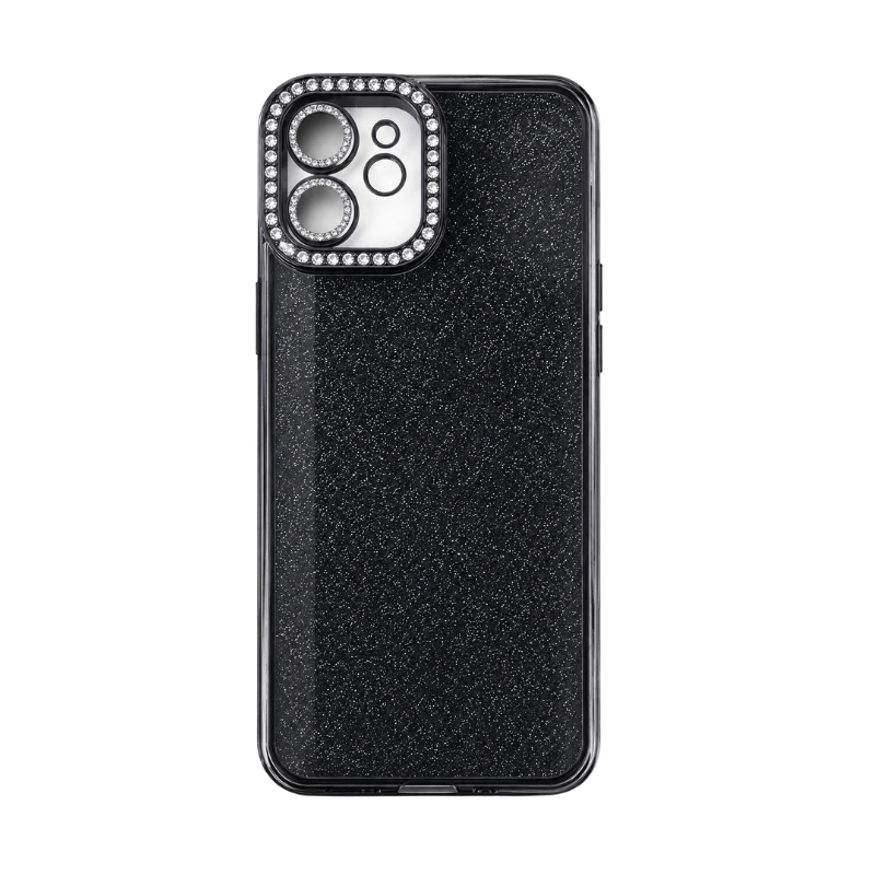 Shining Cirkon silikonska maskica za iPhone — iPhone 12 Pro, Crna