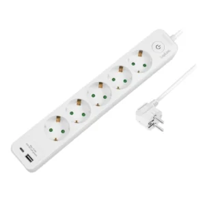 LogiLink Produžni kabl sa zaštitom 5 utičnice, 1X USB- A, 1X USB- C 1.5m LPS280U